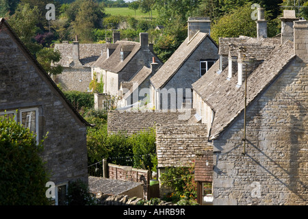 Stone cottages in the Cotswold village of Bisley, Gloucestershire Stock Photo