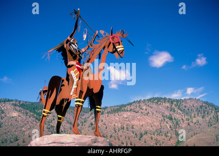 Osoyoos, BC, South Okanagan Valley Region, British Columbia, Canada - The Chief Sculpture at Nk'Mip Desert Cultural Centre Stock Photo