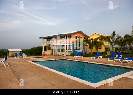 Pool at Winterhaven Resort, Clarence Town, Long Island, Bahamas Stock Photo