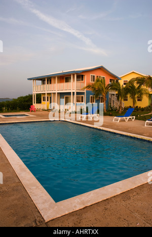 Pool at Winterhaven Resort, Clarence Town, Long Island, Bahamas Stock Photo