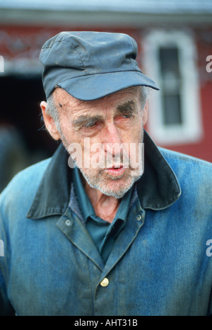 Portrait of an Old Senior Vermont farmer Stock Photo