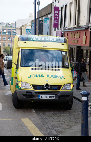 ambulance attending an emergency in Huddersfield England Stock Photo