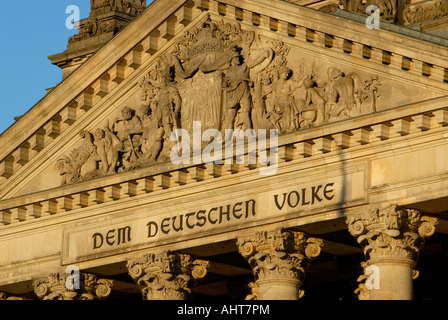 Inscription on front of Berlin Reichstag Stock Photo