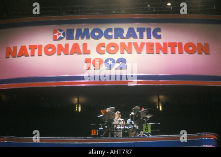 Media press platform at the 1992 Democratic National Convention at Madison Square Garden Stock Photo