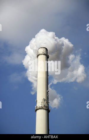 Pollution from smoking chimney, Lower Saxony - Germany Stock Photo
