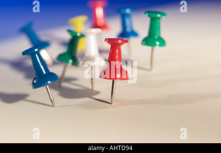 coloured drawing pins Stock Photo