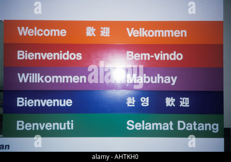 Welcome sign, in many languages, on church door Stock Photo: 75036296 ...