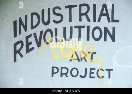 A sign that reads Industrial Revolution Art Project Stock Photo