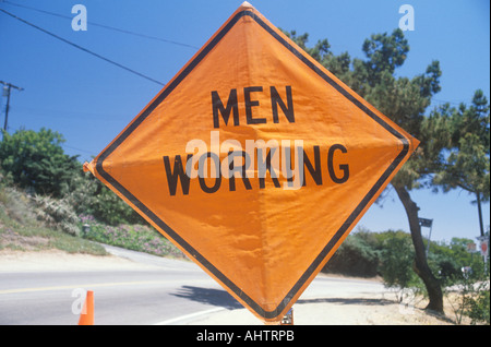 A sign that reads ?Men working Stock Photo - Alamy