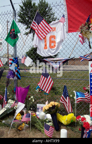 Small town of Brook Park Ohio erects temporary memorial to 14 of their sons who lost their lives in battle Stock Photo