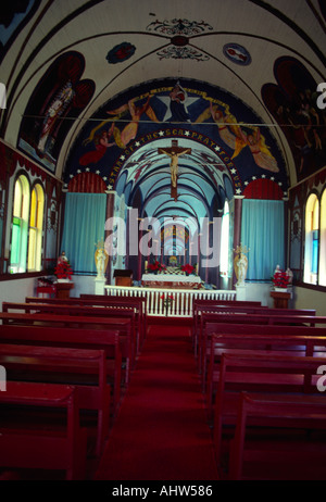 Star of the Sea Painted Church Kalapana Island of Hawaii Stock Photo