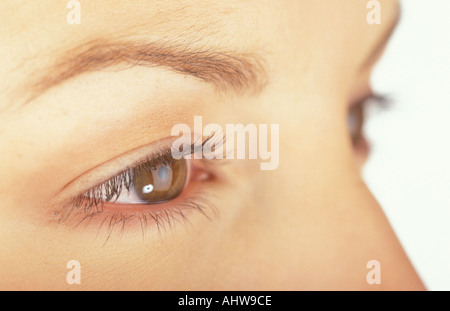 CLOSE UP OF WOMANS FACE Stock Photo