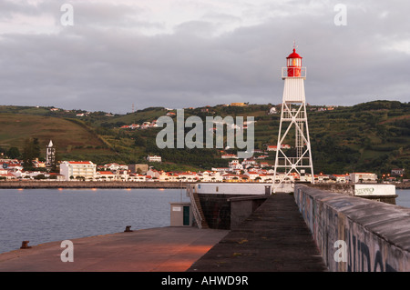 Horta lighthouse on Faial island in The Azores. Stock Photo