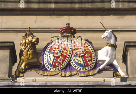 Leamington Spa Pump Rooms royal crest, Warwickshire, UK. Stock Photo