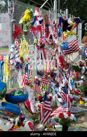 Small town of Brook Park Ohio erects temporary memorial to 14 of their sons who lost their lives in battle Stock Photo