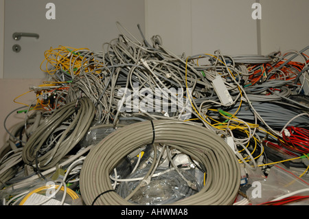 Pile of discarded telecommunication cables to be recycled Stock Photo ...