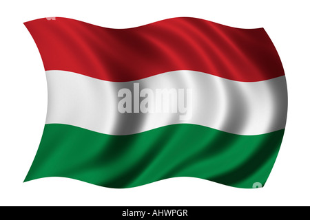 Flag of Hungary waving in the wind Stock Photo