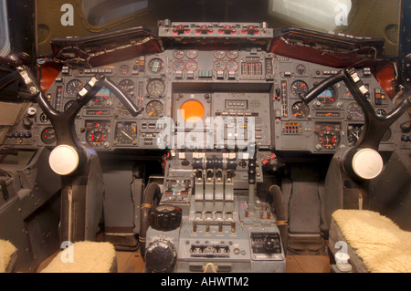 BAC Concorde Cockpit Controls Layout Fleet Air Arm Museum Yeovilton Somerset.  XAV 1393-307 Stock Photo