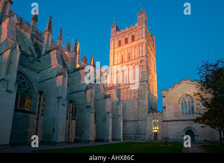 Exeter Cathedral at night Devon England Stock Photo