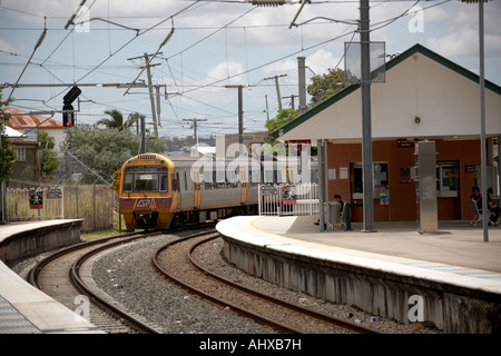 Suburban electric train at Park Road railway station in Brisbane Queensland QLD Australia Stock Photo