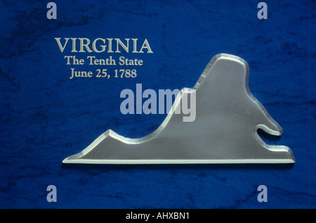 Silver Map of Virginia Stock Photo