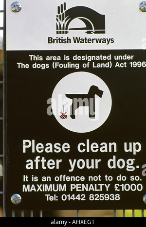 Request by British Waterways to Please clean up after your dog. Stock Photo