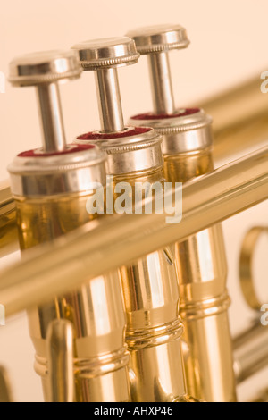 Closeup of trumpet keys Stock Photo