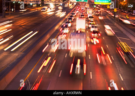 Blurred motion shot of traffic on highway Stock Photo