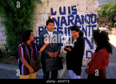 Ecuadorans, Ecuadoran students, students, on campus, campus, Central University, city of Quito, Quito, Pichincha Province, Ecuador, South America Stock Photo