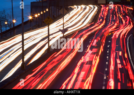 Blurred motion shot of traffic on large highway Stock Photo