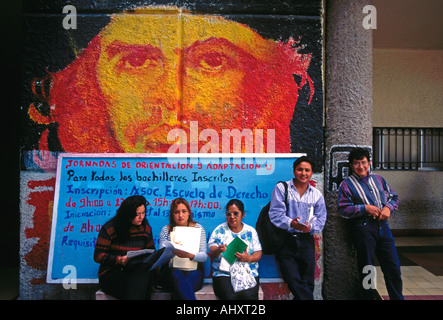 Ecuadorans, Ecuadoran students, students, on campus, campus, Central University, city of Quito, Quito, Pichincha Province, Ecuador, South America Stock Photo