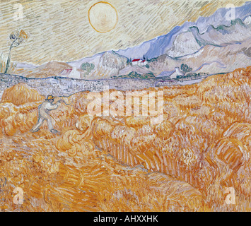 'fine arts, Gogh, Vincent van, (1853 - 1890), painting, 'the harvest', 1889, Folkwang museum, Essen, historic, historical, Eur Stock Photo