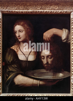 fine arts, religious art, biblical scenes, painting, Salome with the head of Saint John the Baptist, unknown artist, circa 16th Stock Photo
