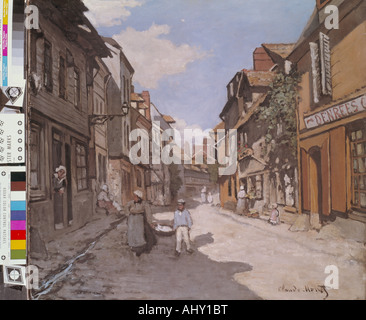 'fine arts, Monet, Claude (1840 - 1926), painting, 'Rue de la Bavolle in Honfleur', 1864, oil on canvas, Kunsthalle Mannheim, Stock Photo