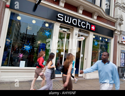 Swatch watches store on Oxford Street London Stock Photo