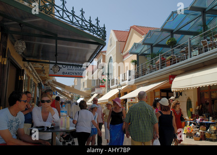 main shopping street in Argostoli the capital town of the island of Kephalonia one of the Greek islands Stock Photo