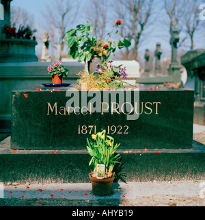 Marcel Proust grave in Pere Lachaise Cemetery in the city Of Paris In France In Europe Stock Photo