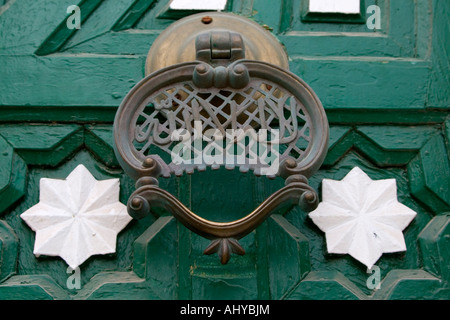 Tripoli, Libya. Door Knocker, Gurgi Mosque, 19th. Century, Tripoli Medina (Old City). 'There is no God but God'. Stock Photo