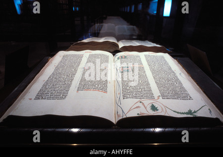 Displaying original Gutenberg Bible Beinecke library Yale University New Haven