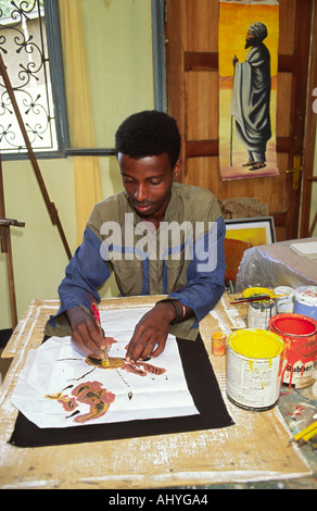 Art class in a home for orphaned, disabled and displaced boys. Assela, Ethiopia Stock Photo