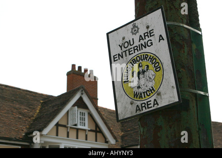 Neighbourhood watch area sign in a residential street, United Kingdom Stock Photo