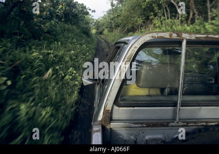 Pick-up truck going to the Monday market in Lenakel village on the island of Tanna, Vanuatu. Stock Photo