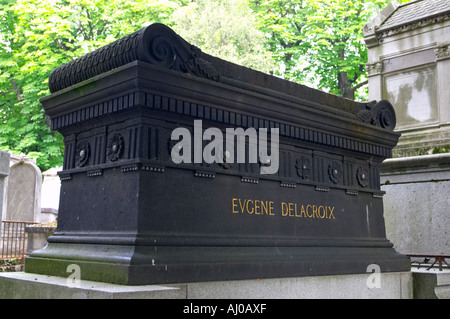 Grave of painter Eugene Delacroix at the Pere Lachaise Cemetery Paris France Stock Photo