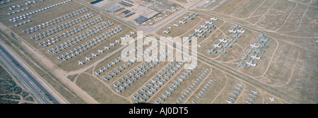 Aerial view of bone yard F4 fighter aircraft at Montham AFB Tucson Arizona Stock Photo