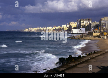 Panoramic View of Mediterranean Sea Alexandria Arab Republic of Egypt Egyptian North Africa Middle East Stock Photo