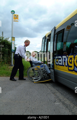 Bus stop. Bus ramp low floor. Accessible public transport. Bus ramp low ...