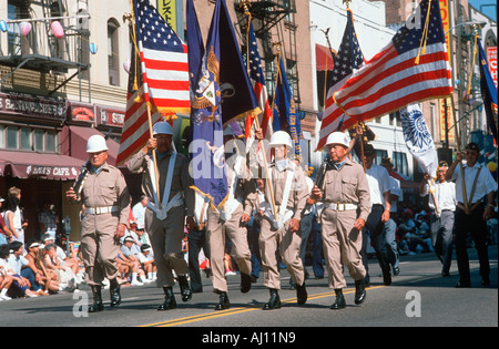 Japanese American color guard at the 49th Nisei Week Parade in Little Tokyo Los Angeles CA Stock Photo