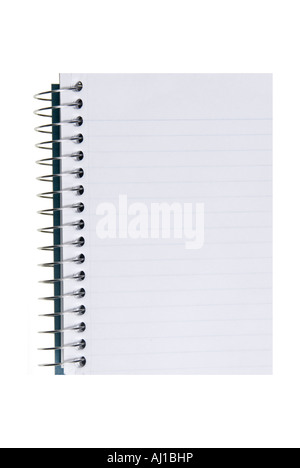 Blank spiral notepad on a plain white background Stock Photo