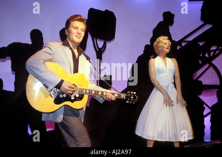 Elvis Presley and Marilyn Monroe waxworks at Madame Tussauds London England UK Stock Photo