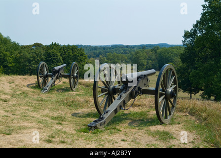 Gettysburg Civil War Memorial Monument & Cannon, Gettysburg PA USA Stock Photo